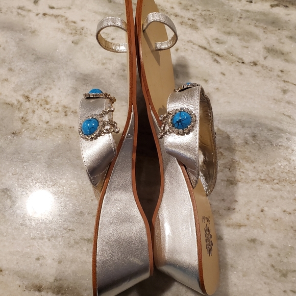 Yellow Box Silver/Faux Turquoise/Crystal Sandals - Picture 3 of 6